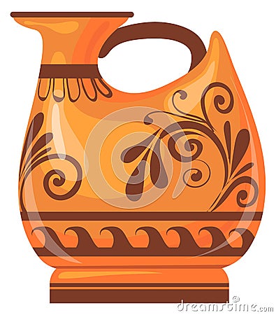Ceramic jug in ancient roman style. Old clay pottery Vector Illustration