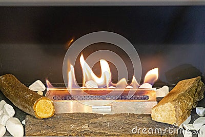 Ceramic Log Fire Stock Photo