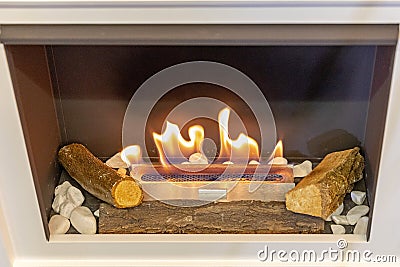 Ceramic Logs Fire Stock Photo