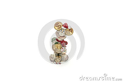 Ceramic money mouse souvenir isolated white background. Stock Photo