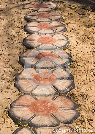 Ceramic petal decorative path Stock Photo