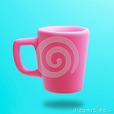 Ceramic Pink Mug, 3d rendering, Coffee Cup Stock Photo