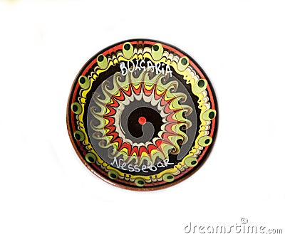 Ceramic Plate with Thracian Painting Stock Photo