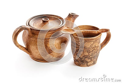 Ceramic pots. on white background Stock Photo