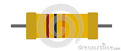 Ceramic resistance resistor with linear markings. Element for radio circuit. Object isolated on white background Vector Illustration