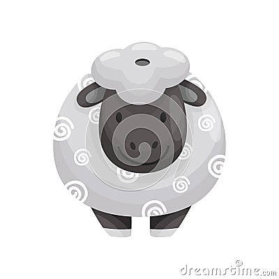 Ceramic salt or pepper as a lamb with black muzzle. Vector illustration. Vector Illustration