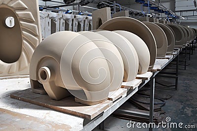 Ceramic sink factory Stock Photo