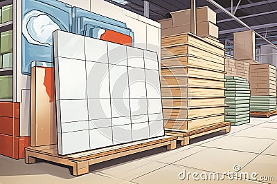 ceramic subway tiles ready for shipment in a manufacturers warehouse Stock Photo