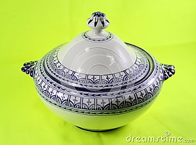 Ceramic teapot isolated on green background morocco Stock Photo