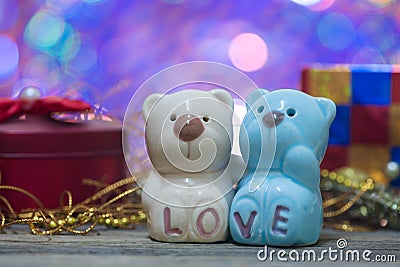 Ceramic teddy bear love decor Stock Photo