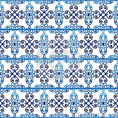 Ceramic tile pattern. Islamic, indian, arabic motifs. Damask seamless pattern. Porcelain ethnic bohemian background. Abstract Vector Illustration