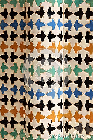 Ceramic tile works at Nasrid Palaces in Granada Stock Photo