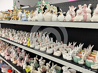 Ceramic toys on the supermarket shelf. Editorial Stock Photo