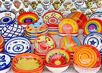 Ceramic. Traditional colored pottery Stock Photo