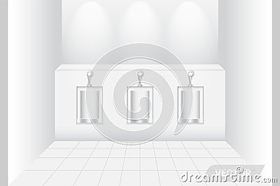 Ceramic urinals in mens resting room, Interior restroom and decoration, Vector, Illustration Stock Photo