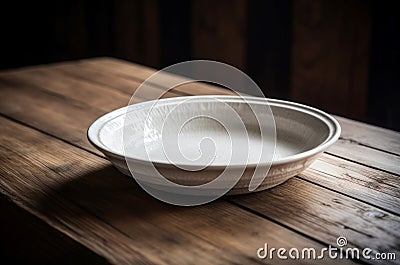 Ceramic white plate bowl. Generate Ai Stock Photo