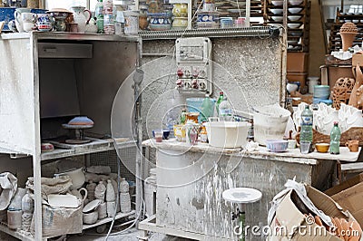 Ceramic workshop in vietri Editorial Stock Photo