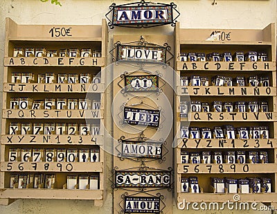 Ceramics with the words love Stock Photo