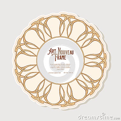 Cercle label, decorative frame, border in art nouveau style, Cartoon Illustration