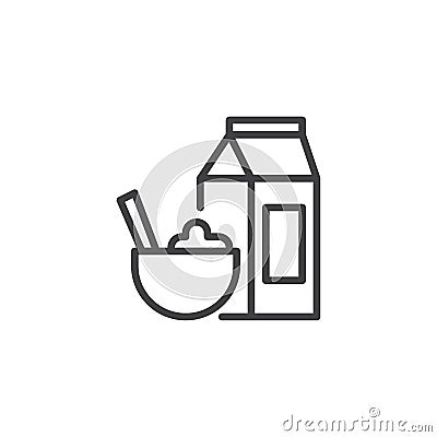 Cereal bowl and milk outline icon Vector Illustration