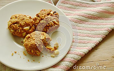 cereal butter cookie bite on plate Stock Photo