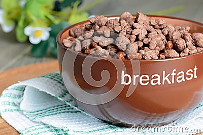 Cereal chocolate balls in bowl Stock Photo