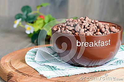 Cereal chocolate balls in bowl Stock Photo