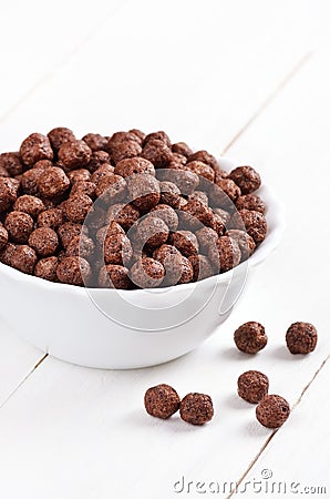 Cereal chocolate balls in bowl Stock Photo