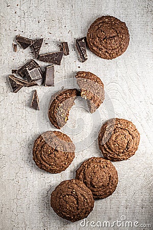 Cereal cocoa cookies Stock Photo