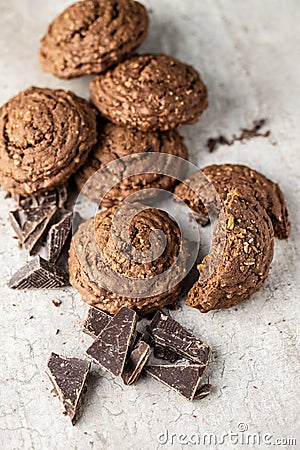 Cereal cocoa cookies Stock Photo