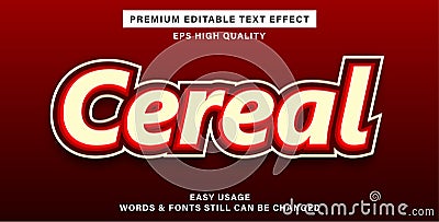 Cereal editable text effect Vector Illustration