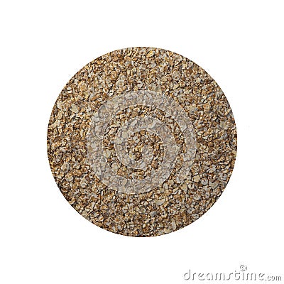 Cereal flakes of four grains: oats, wheat, rye, barley. Grain flakes, isolate on white background Stock Photo