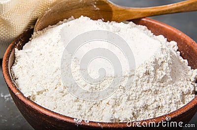 Cereal flour in bowl Stock Photo