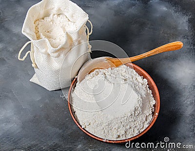 Cereal flour in bowl Stock Photo