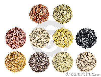 Cereal, grain and seeds Stock Photo