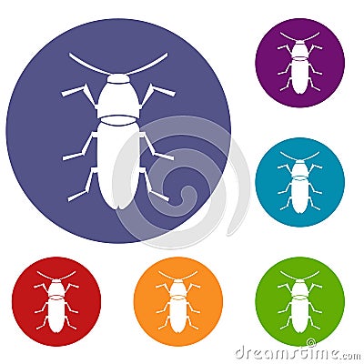 Cereal leaf beetle icons set Vector Illustration