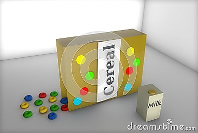 Cereal and Milk in 3d Format Stock Photo
