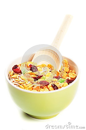 Cereal muesli with dried fruit Stock Photo