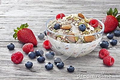 Cereal Muesli Granola Berries Breakfast Stock Photo