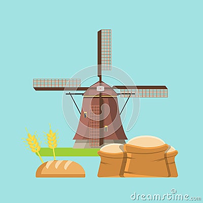 Cereal whole grain agriculture bakery flat vector Vector Illustration