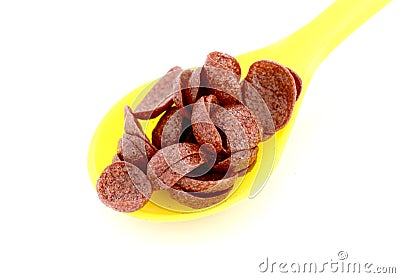 cereals with cocoa on white background Stock Photo