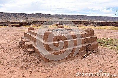 Ceremonial altar at the Tiwanaku archaeological site, near La Paz, Bolivia Editorial Stock Photo