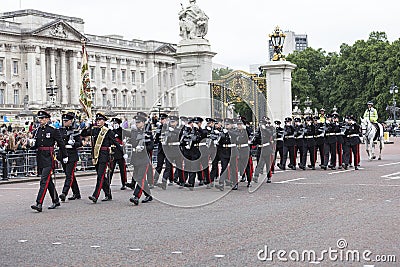 Ceremonial changing of the London guards in front of the Buckingham Palace, United Kingdom Editorial Stock Photo