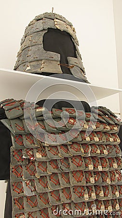 Ceremonial helmet and body armor of terracotta warriors Editorial Stock Photo