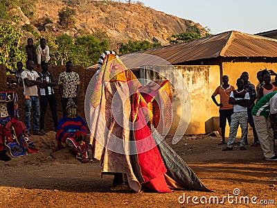 Ceremonial mask dance, Egungun, voodoo, Africa Editorial Stock Photo