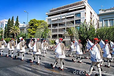 Ceremony changing of the guards in Athens Editorial Stock Photo