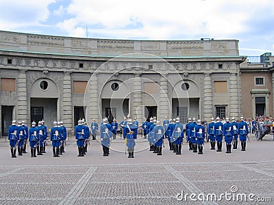 The ceremony of changing the Royal Guard in Stockholm, Sweden Editorial Stock Photo