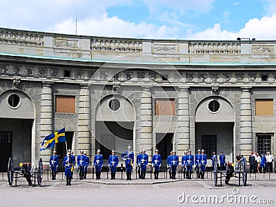 The ceremony of changing the Royal Guard in Stockholm, Sweden Editorial Stock Photo
