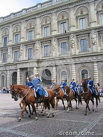 The ceremony of changing the Royal Guard in Stockholm, Sweden Editorial Stock Photo