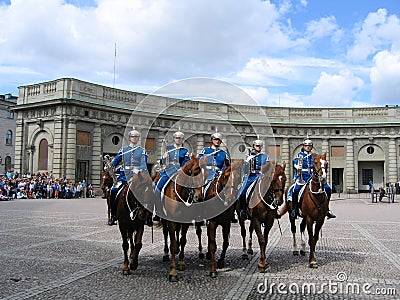 The ceremony of changing the Royal Guard in Stockholm, Sweden Editorial Stock Photo